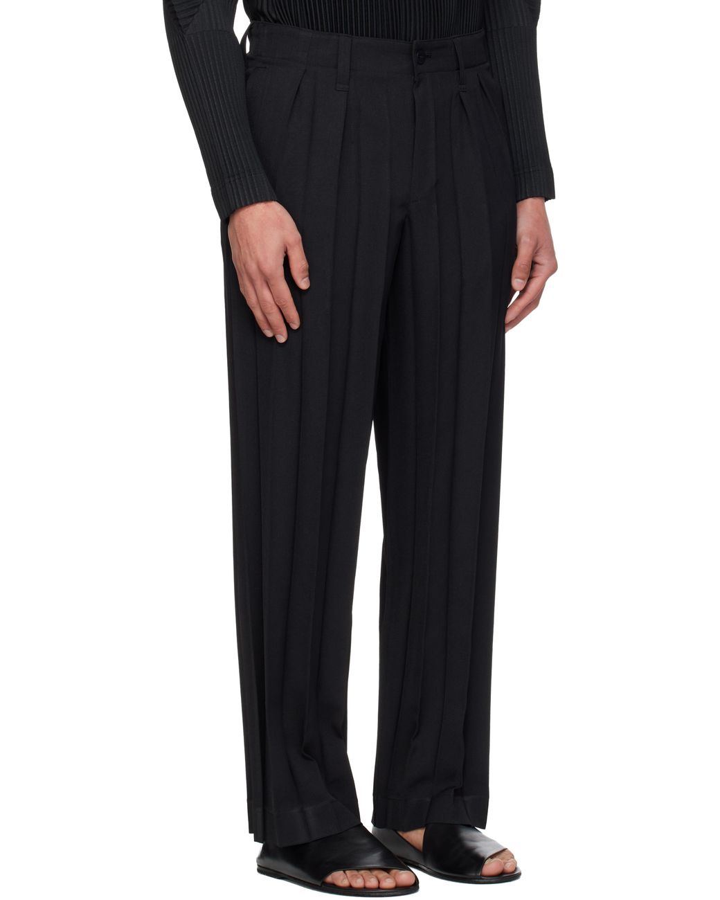 Homme Plissé Issey Miyake Black Edge Ensemble Trousers for men