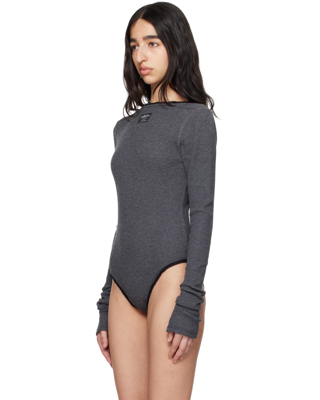 トップス commission / REVERSED HENLEY BODYSUIT Commission Reversed Henley Bodysuit in Black | Lyst