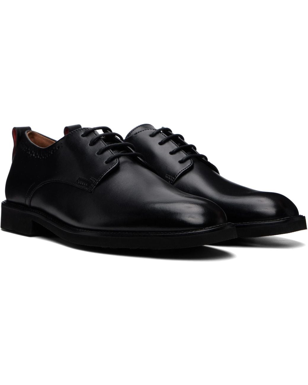 HUGO Black Leather Brogue Details Derbys for men
