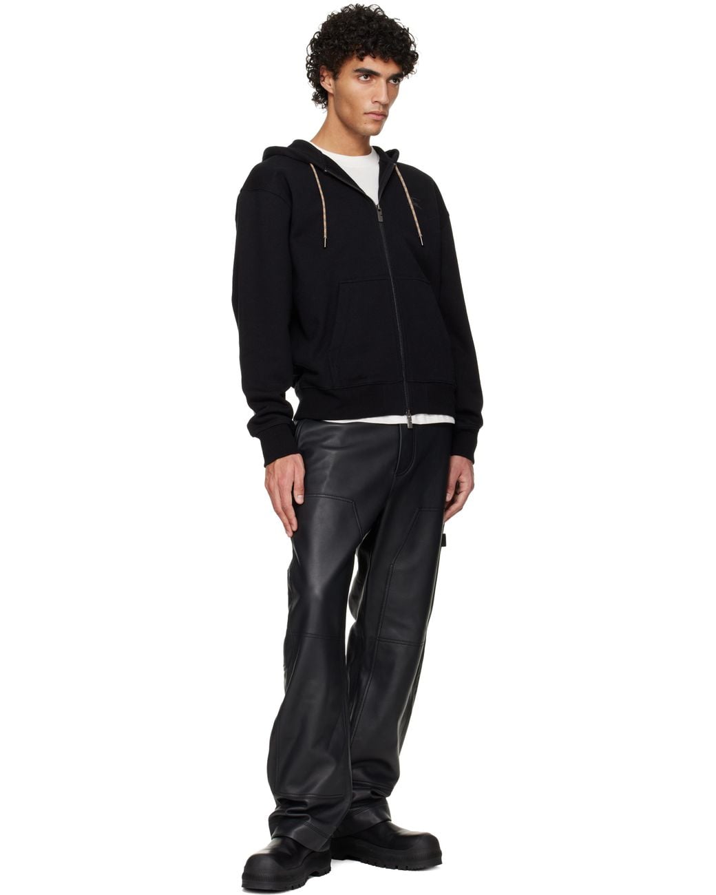 Burberry Black Rory Check Patch Hoodie for men