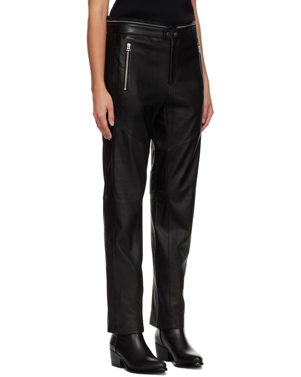 Rag & Bone Black Sedona Moto Leather Pants