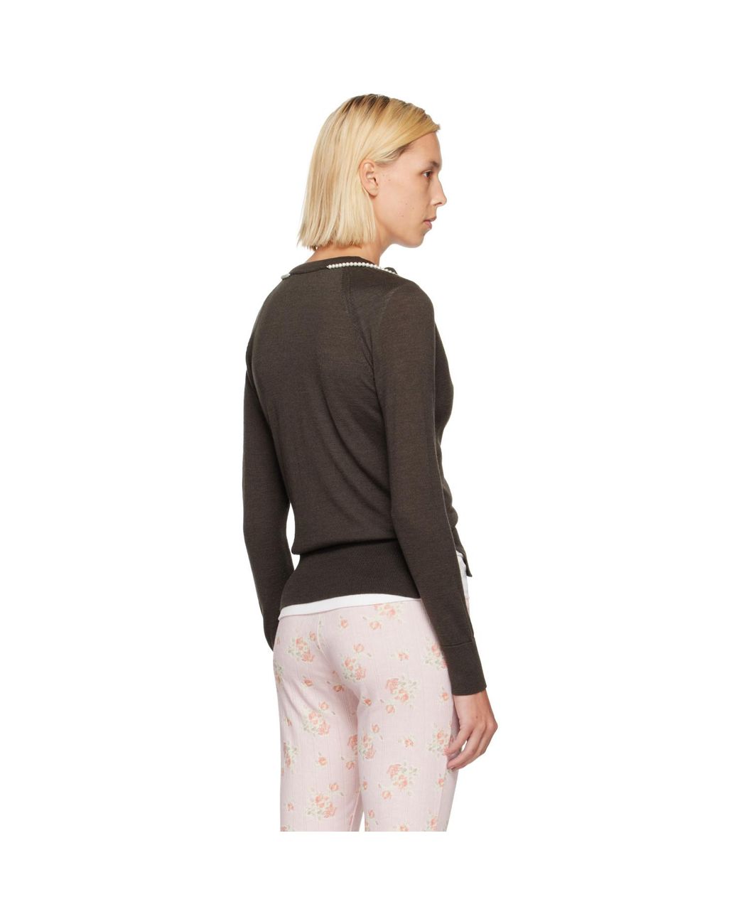 Simone Rocha Black Classic Merino Silk Cardigan