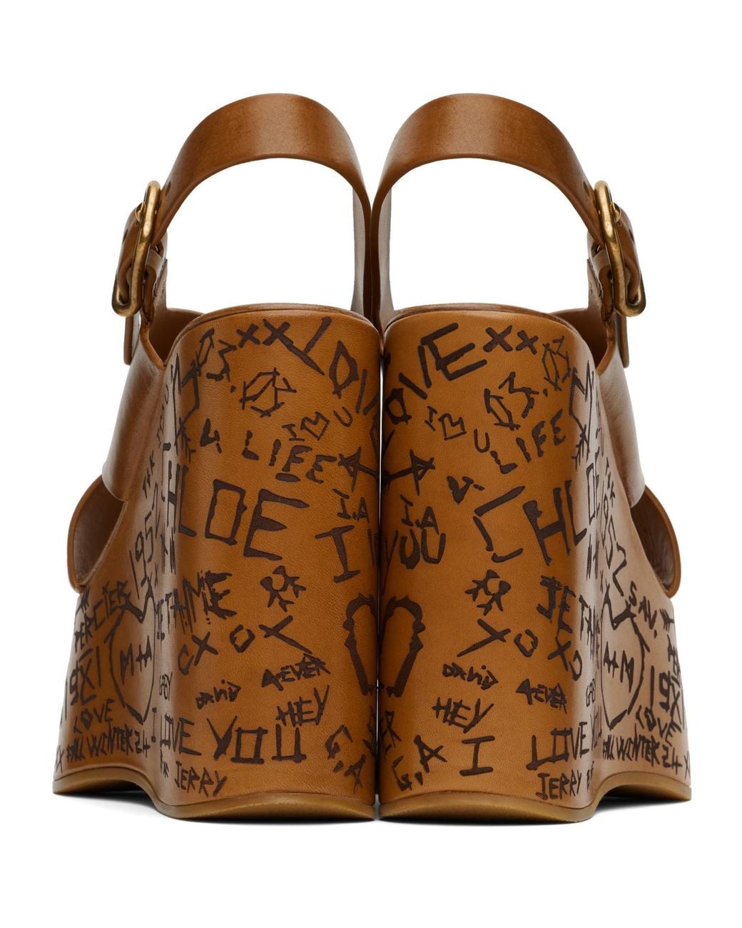 Chloé Brown Maxime Wedge Sandals