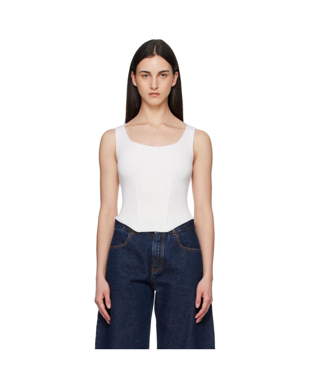 Alaïa Blue Corset Wool Tank Top
