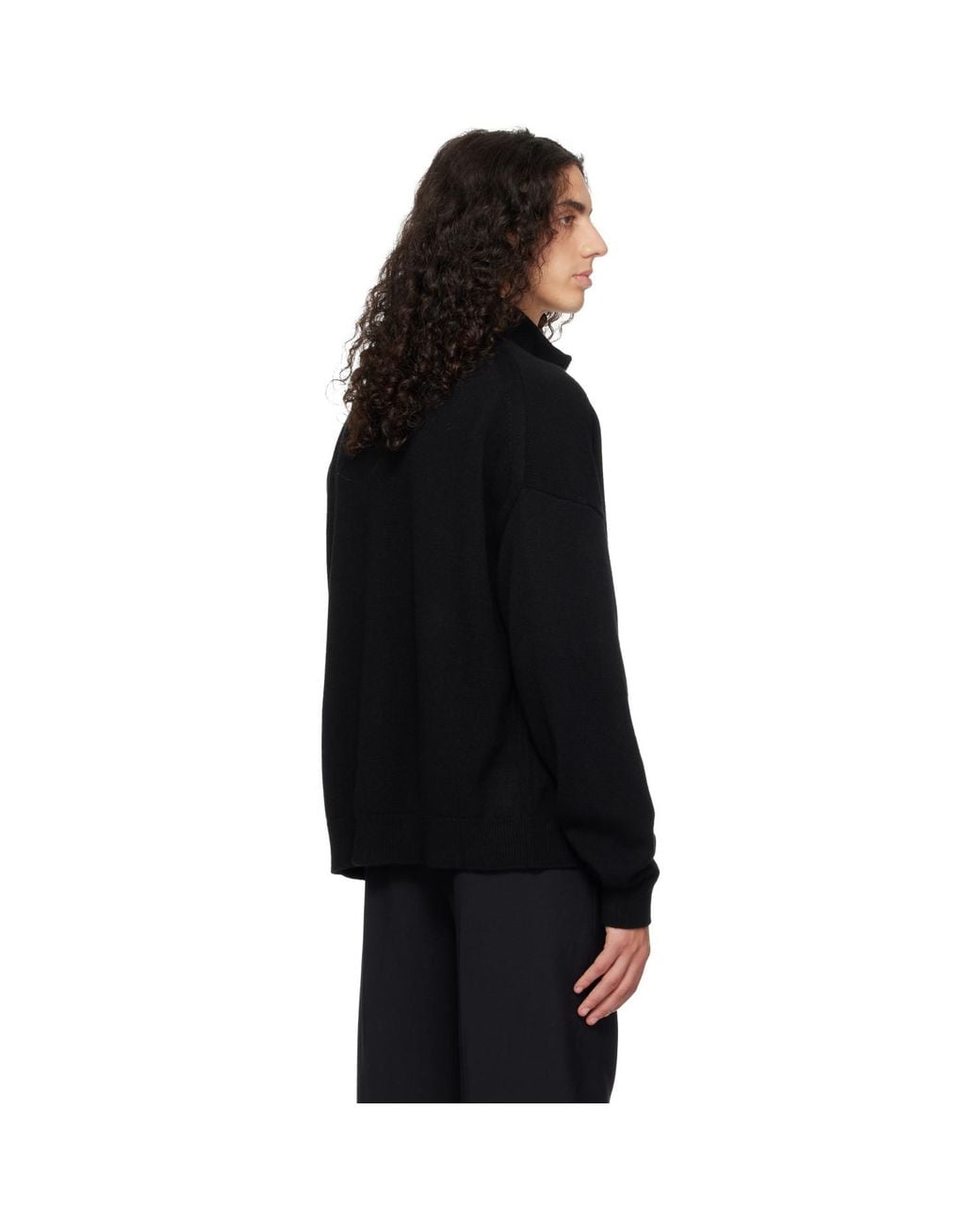 YACAIA Black Y-0020 Merino-Cashmere Sweater for men