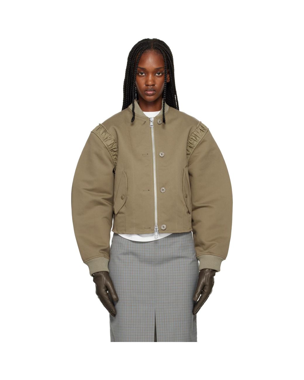 Our Legacy Multicolor Khaki Frill Bomber Jacket
