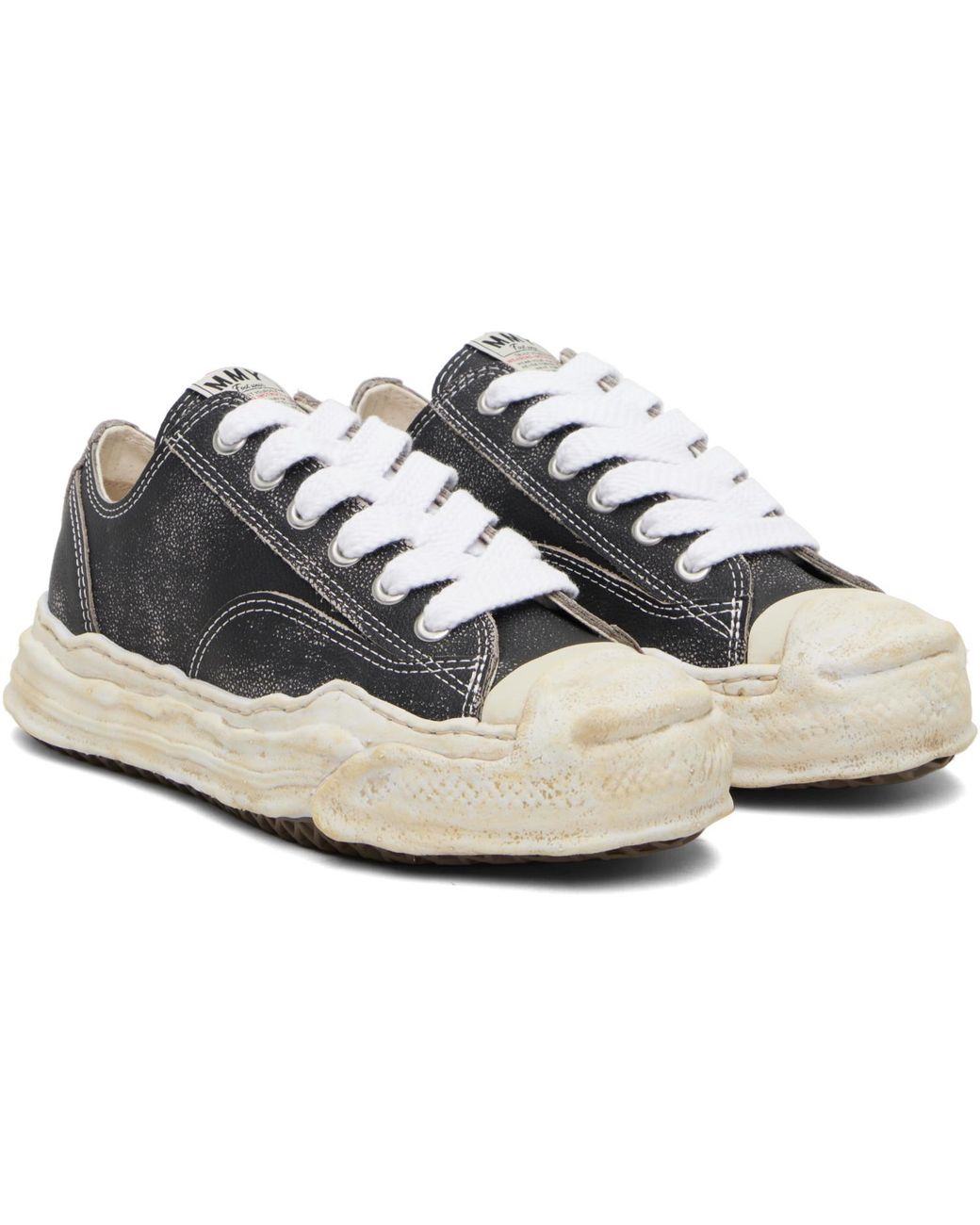 Maison Mihara Yasuhiro Black 'Hank' Og Sole Shrink Leather Low-Top Sneakers for men
