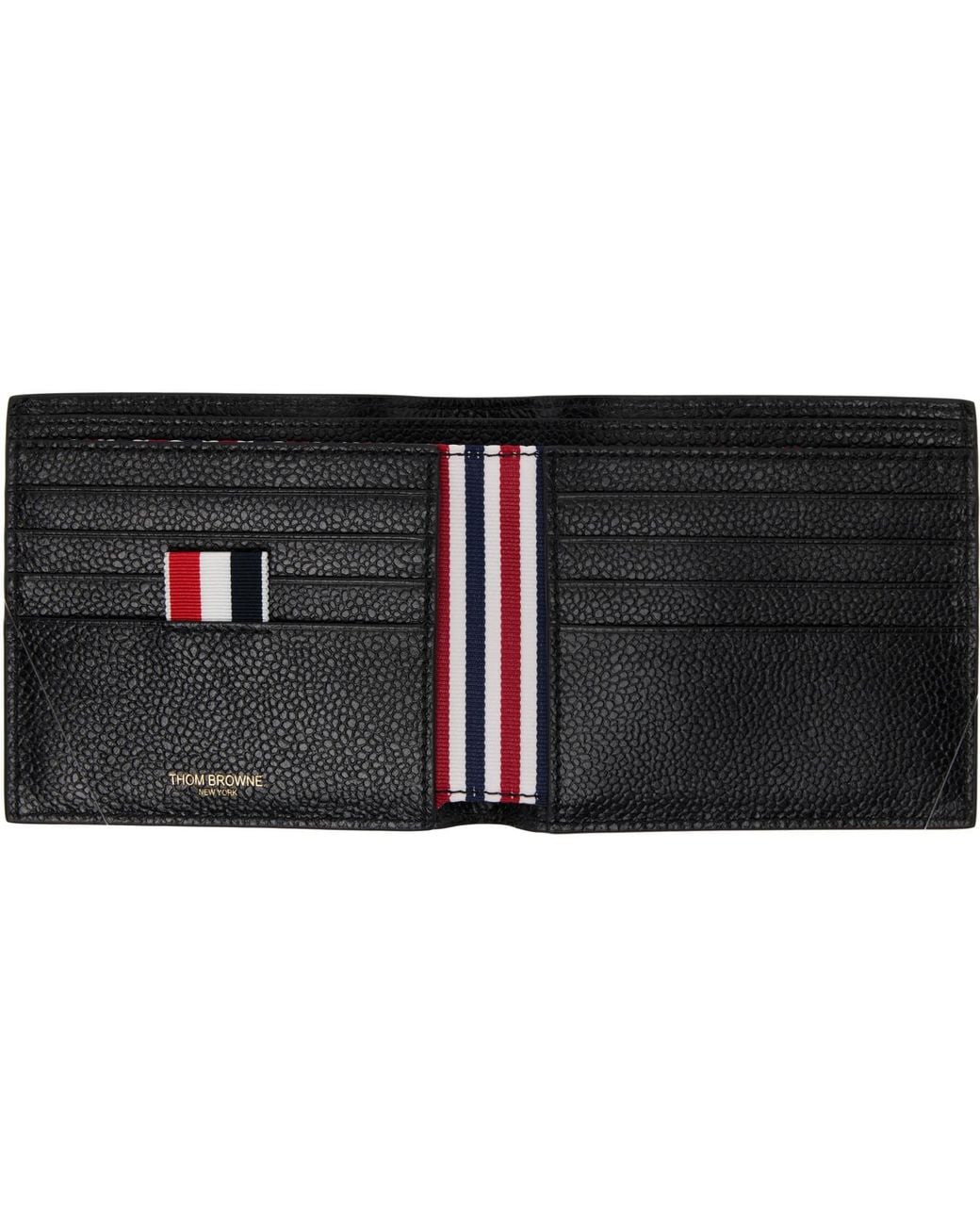 Thom Browne Black Pebble Grain Bifold Wallet for men