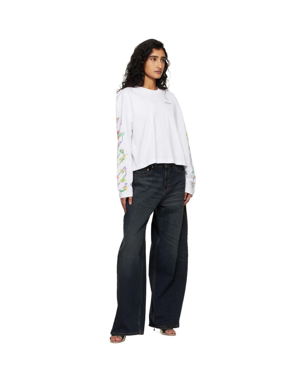 Off-White c/o Virgil Abloh White Diagonal Glowing Flower T-Shirt