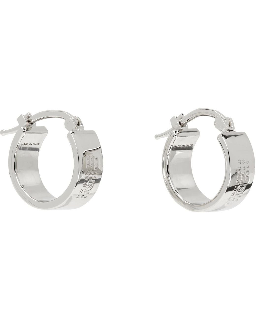 MM6 by Maison Margiela White Numeric Hoop Earrings for men
