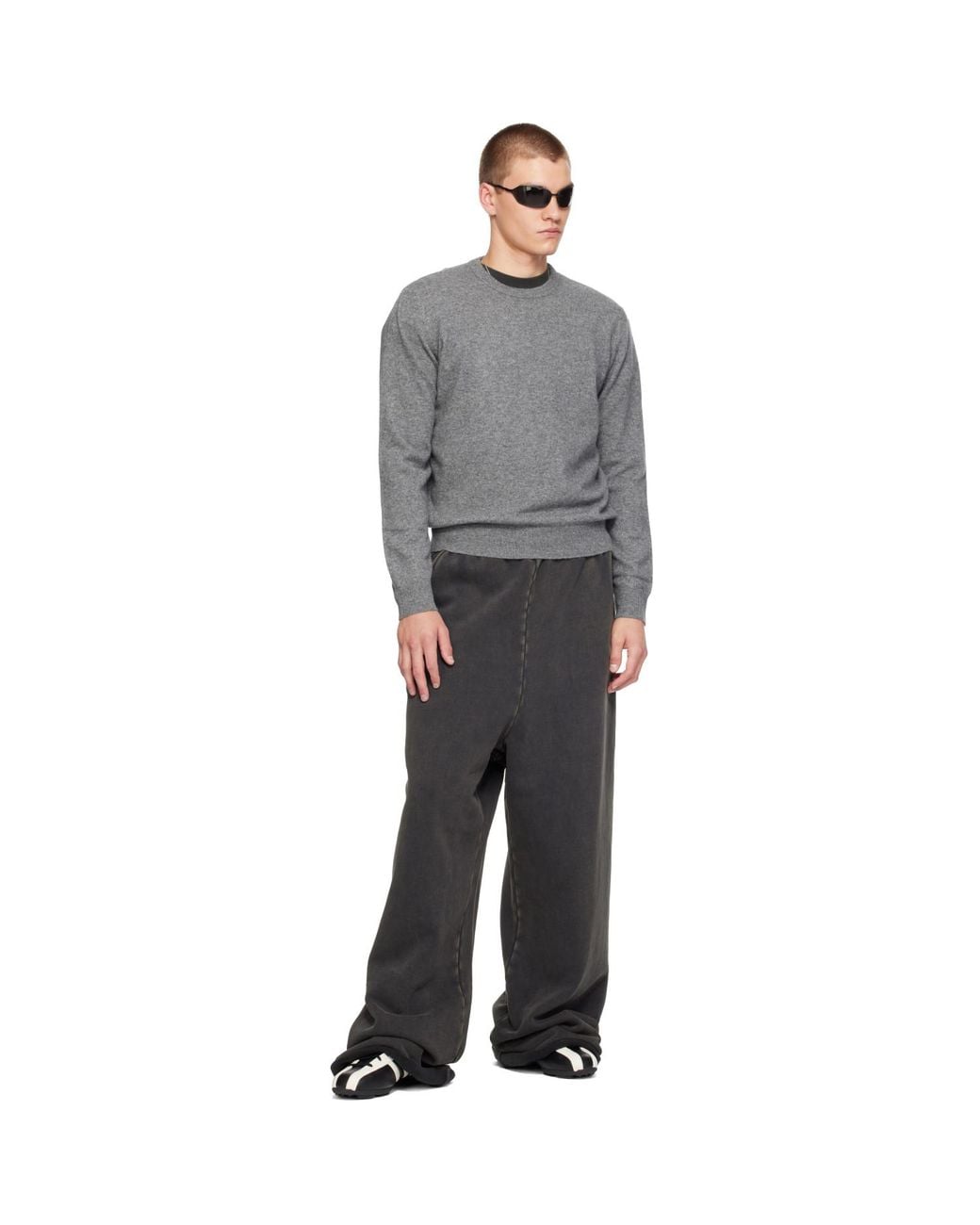 Entire studios Gray Knit Cashmere Crewneck Sweater for men