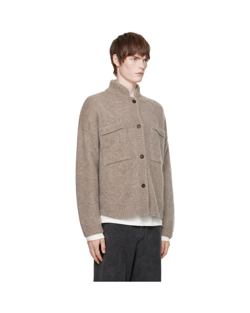 Cordera Gray Baby Alpaca Cardigan for men