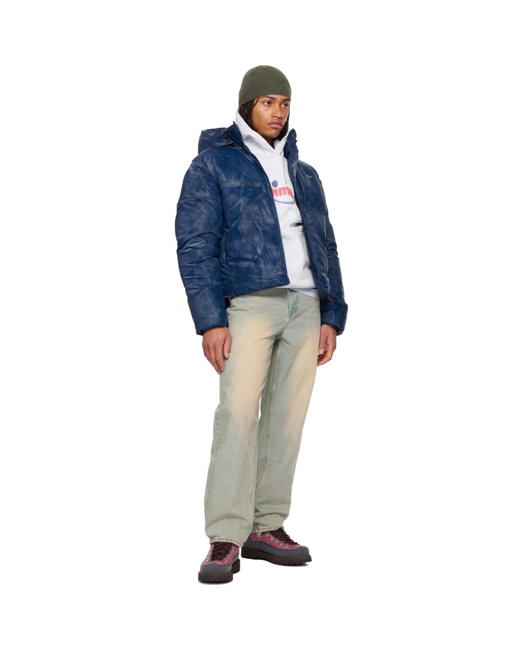 Dime Blue Wavy Puffer Jacket for men
