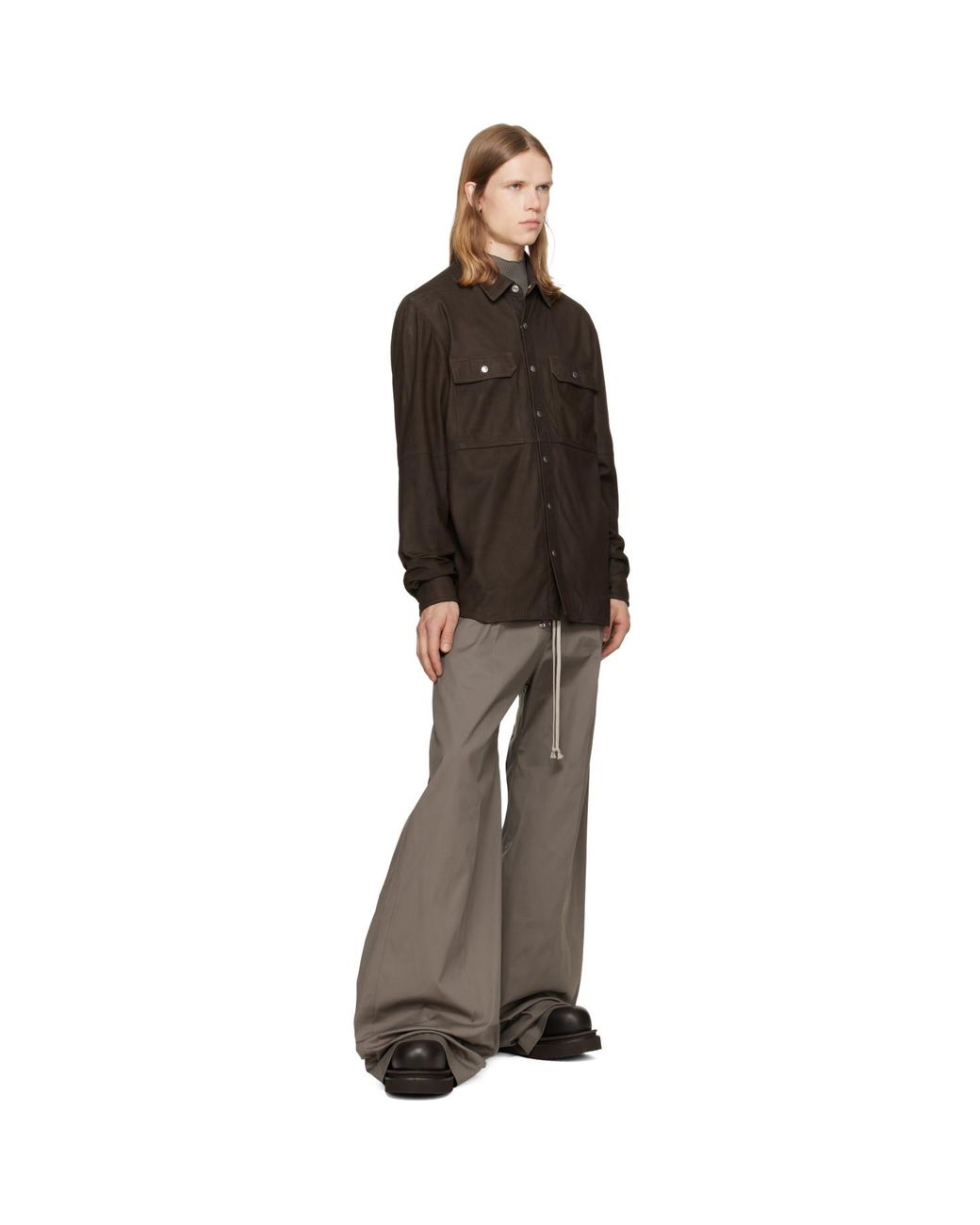 Rick Owens Brown Tower Wide Bela Trousers for men