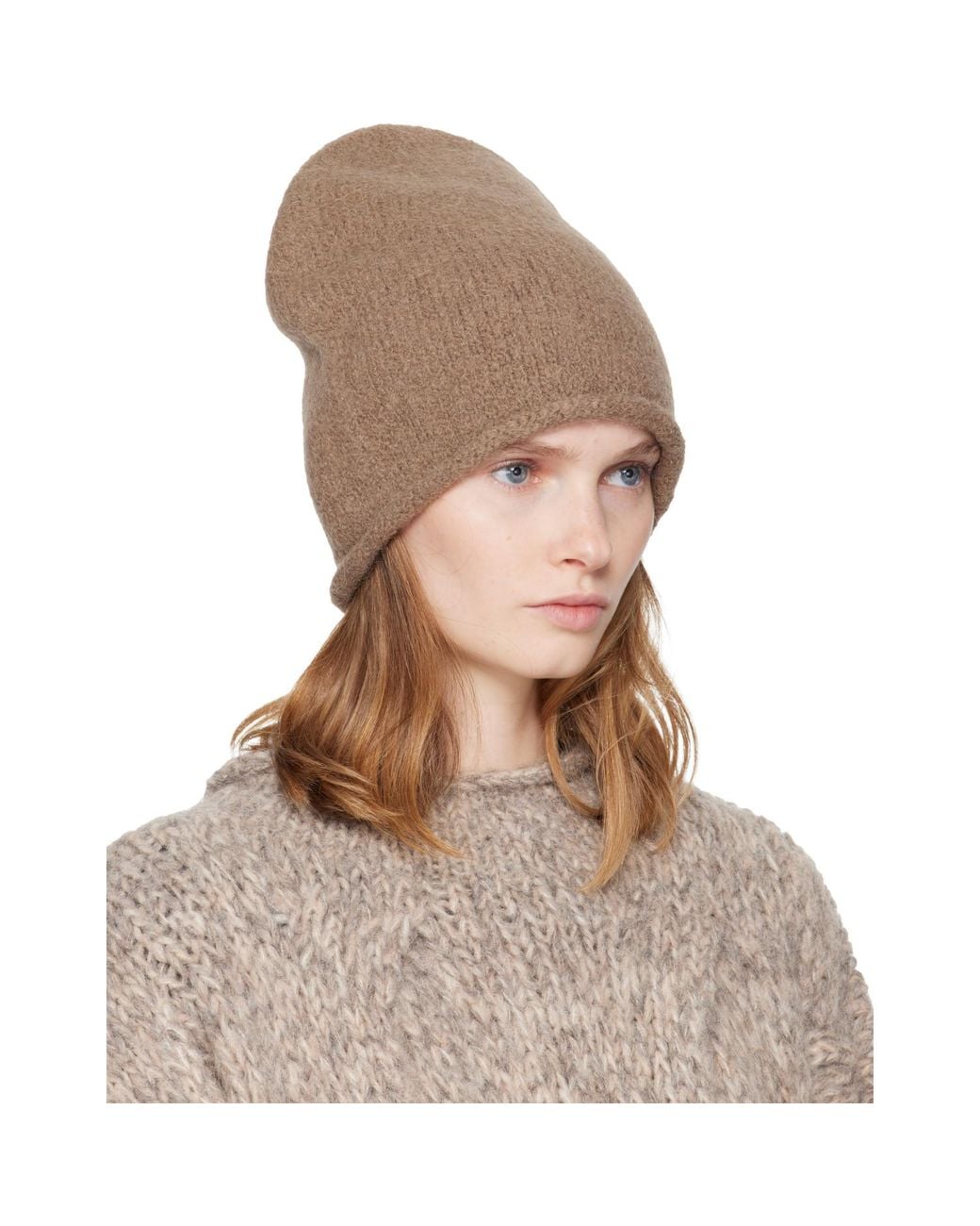 Lauren Manoogian Brown Taupe Crown Beanie