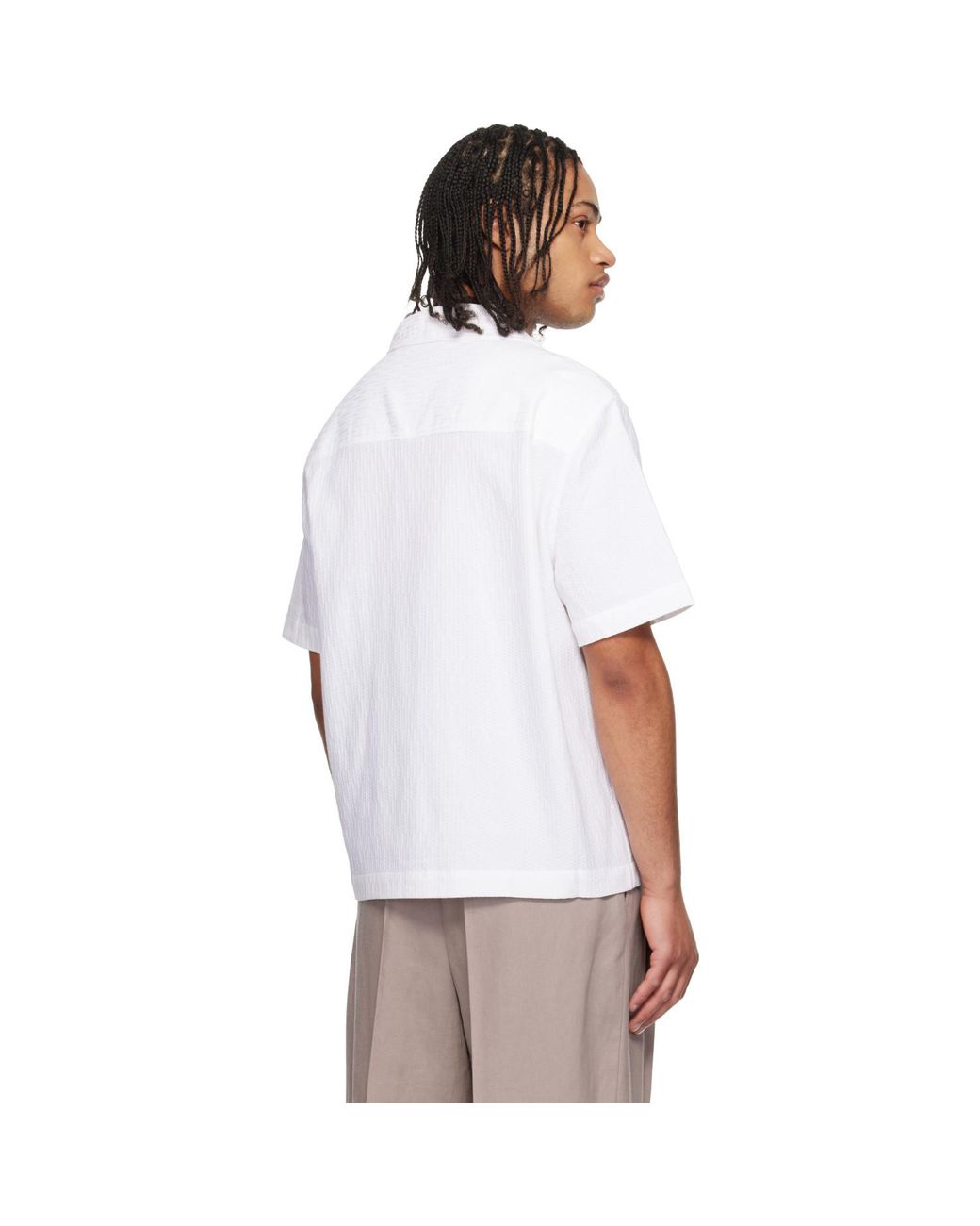 HUGO White Oversized-Fit Structured Cotton Shirt for men