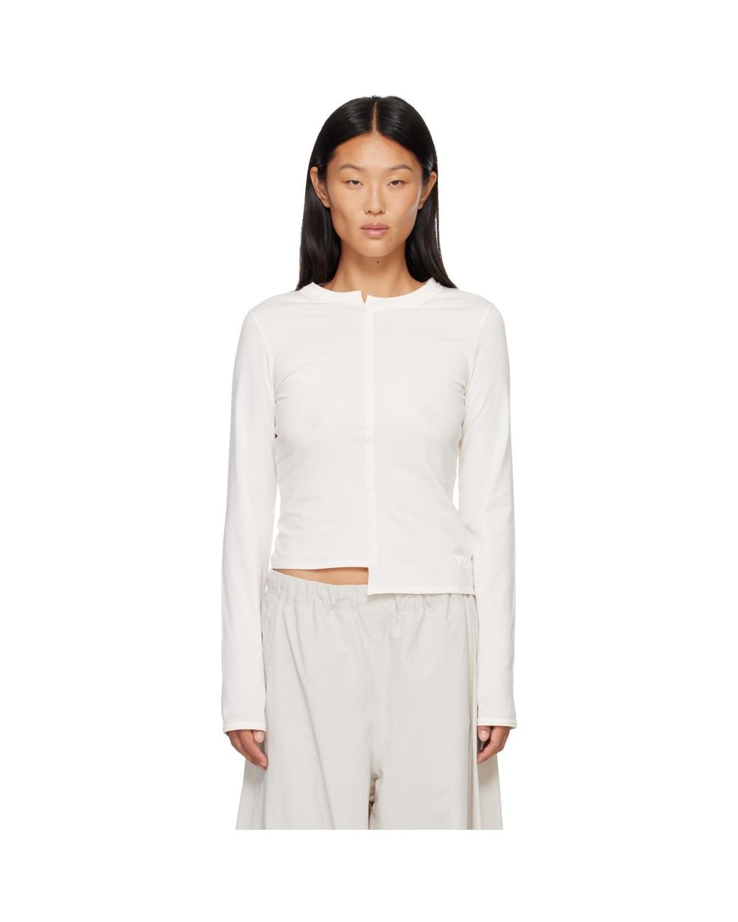 Y-3 White Off- W Ftd Ls T-Shirt