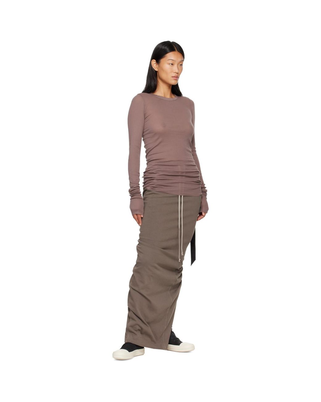 Rick Owens Brown Tower Pull On Pillar Maxi Skirt