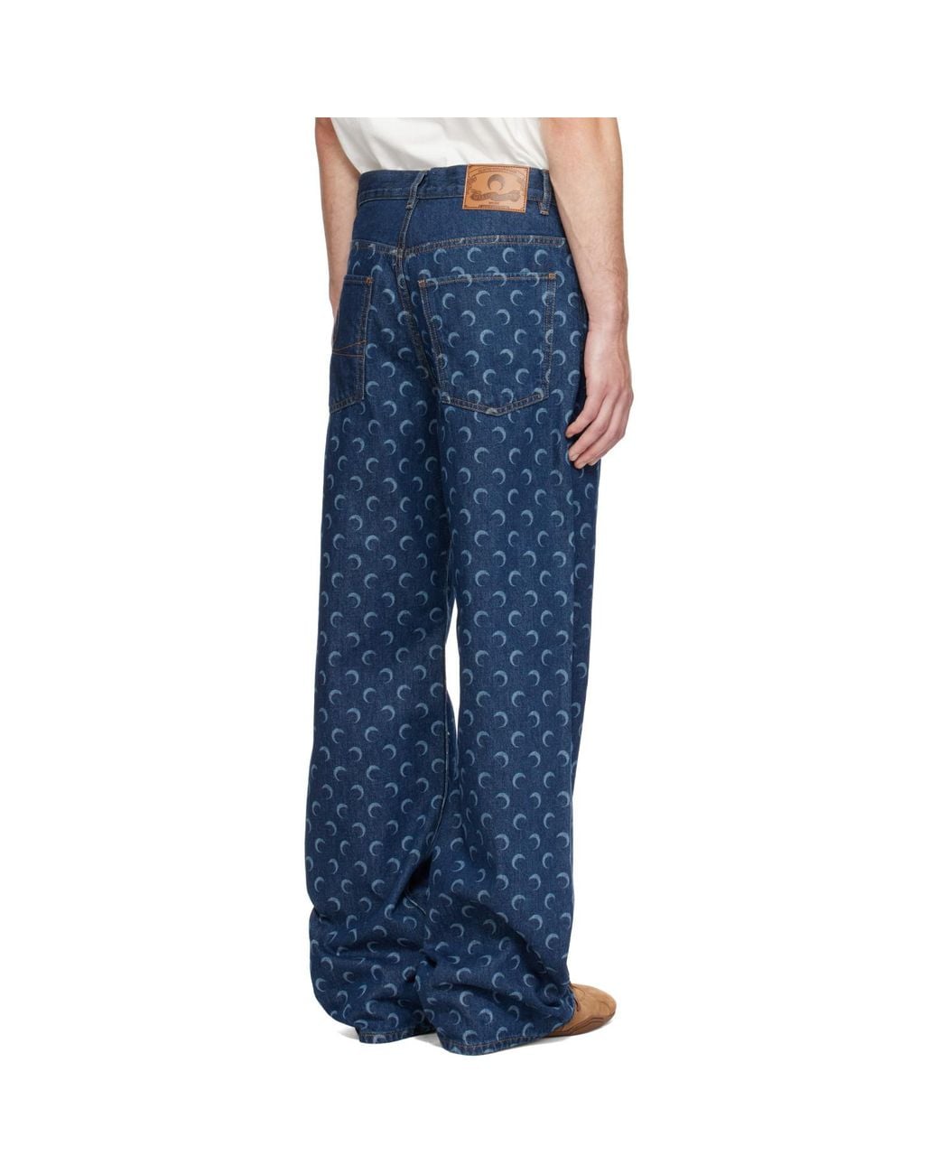 MARINE SERRE Blue Denim Straight Jeans for men