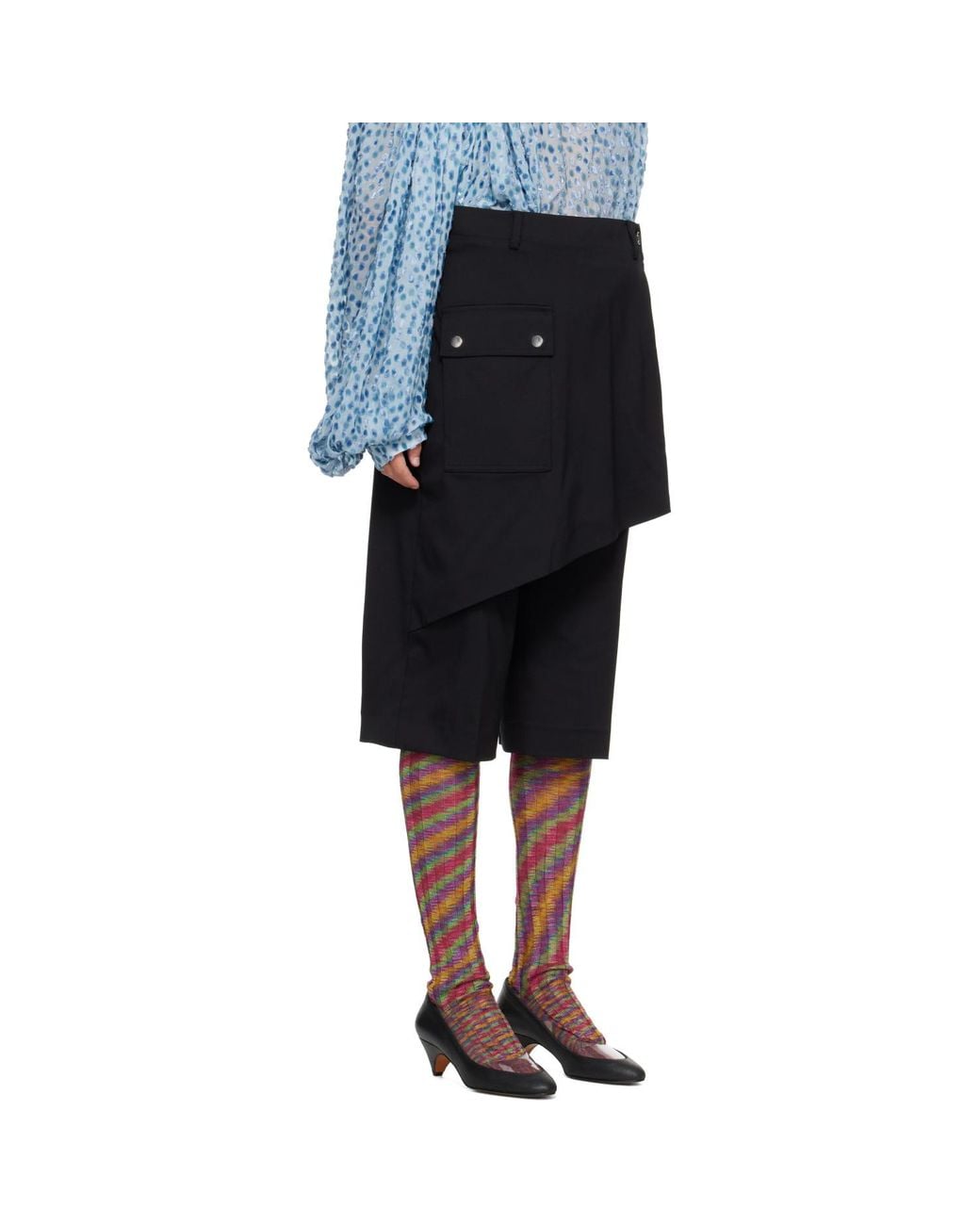 Kiko Kostadinov Blue Linnet Wrap Culottes Shorts