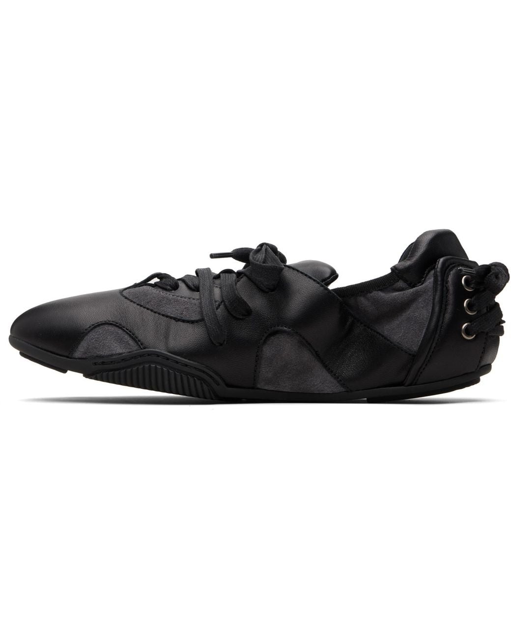 Acne Black Leather Lace-Up Sneakers for men