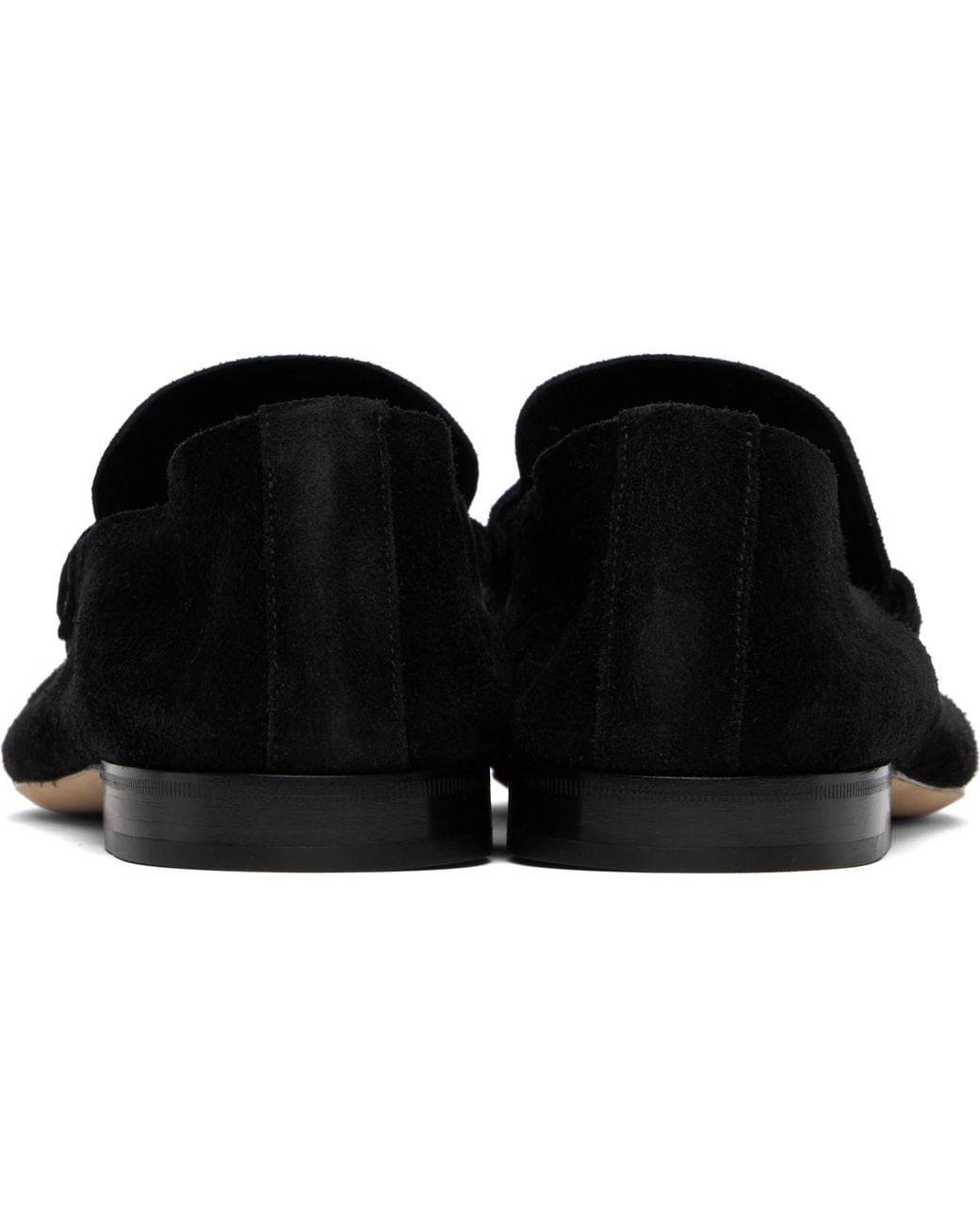 The Row Black Soft Suede Loafers