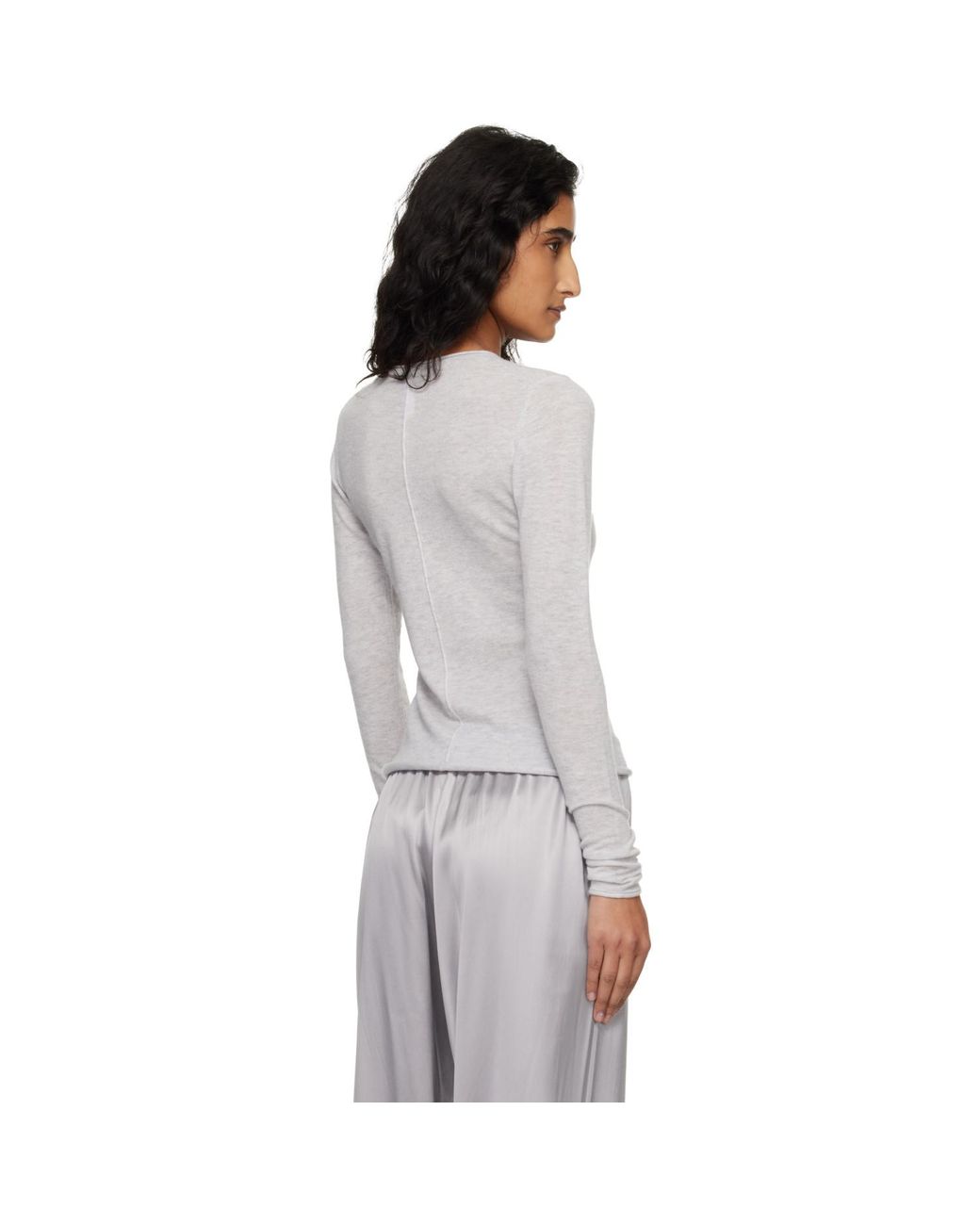 Skims Black Featherweight Cashmere Long Sleeve Top