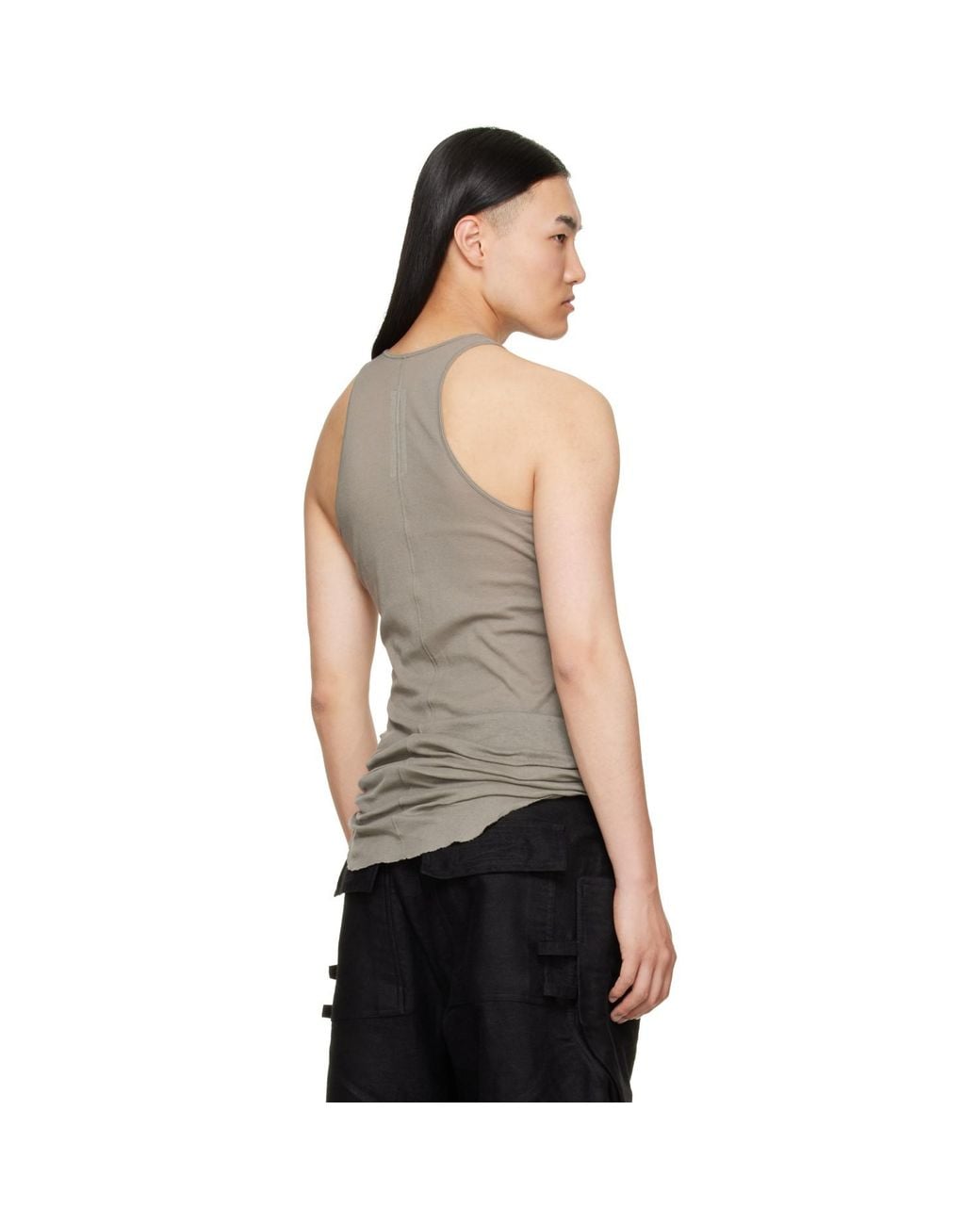 Rick Owens Black Taupe Tower Basic Rib Tank Top for men