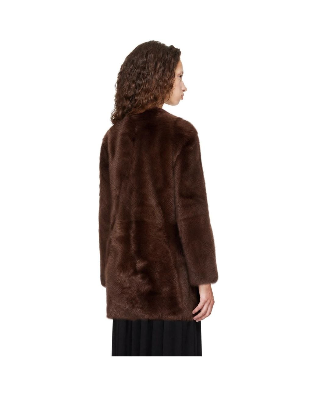 Totême Brown Short Silky Shearling Coat