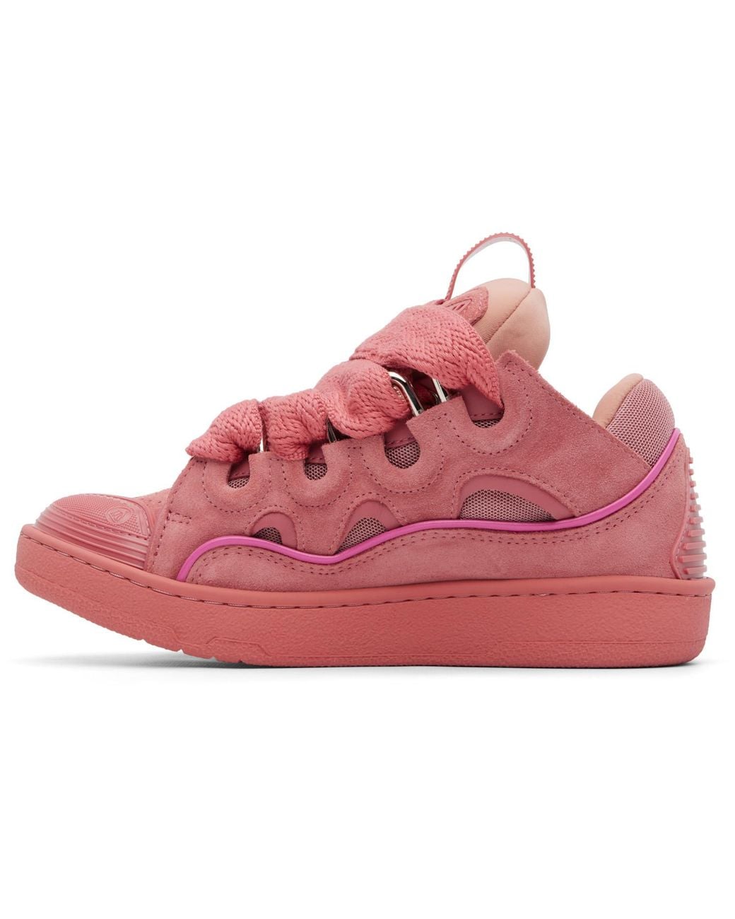 Lanvin Pink Monochrome Suede Curb Sneakers for men