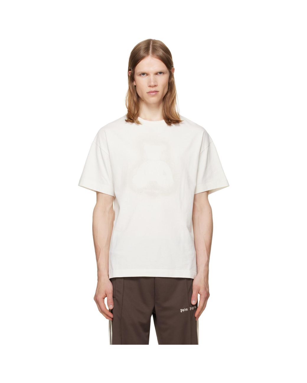 Palm Angels White Off- Spray Bear T-Shirt for men