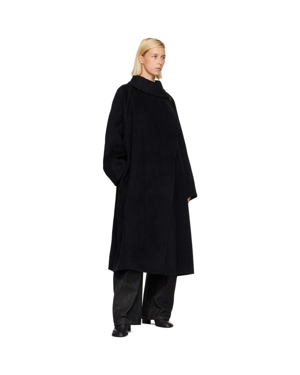 LE17SEPTEMBRE Black Stand Neck Handmade Long Coat