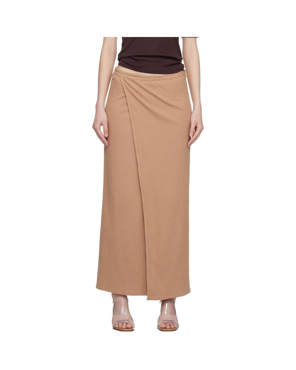 Baserange Black Tan Organic Cotton Fleece Brig Maxi Skirt