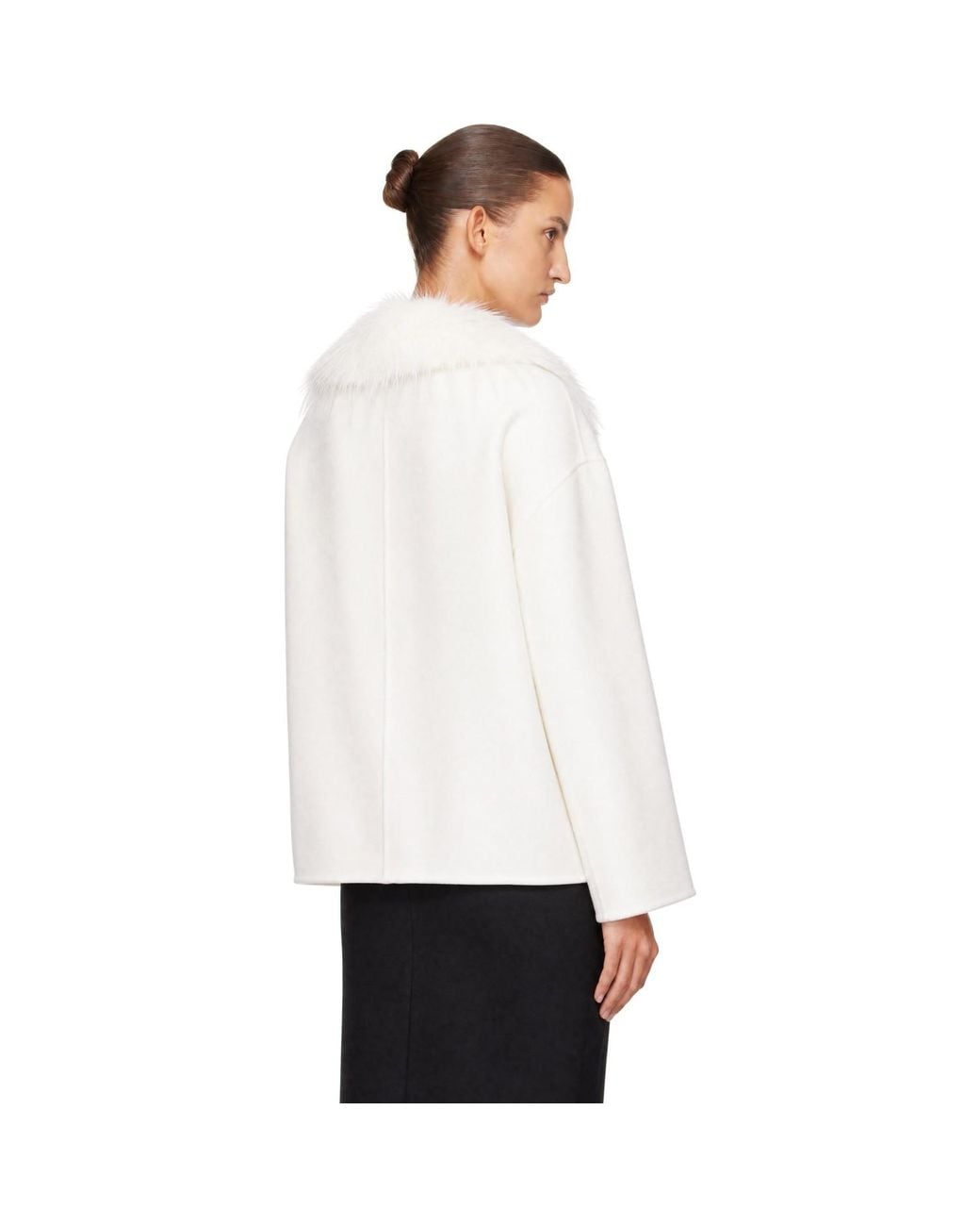 Loulou de Saison White Rafe Detachable Faux-Fur Collar Jacket