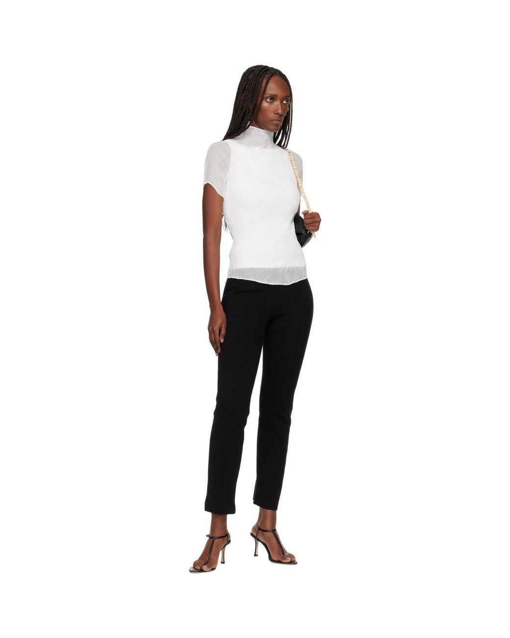 Issey Miyake Black Chiffon Twist T-Shirt