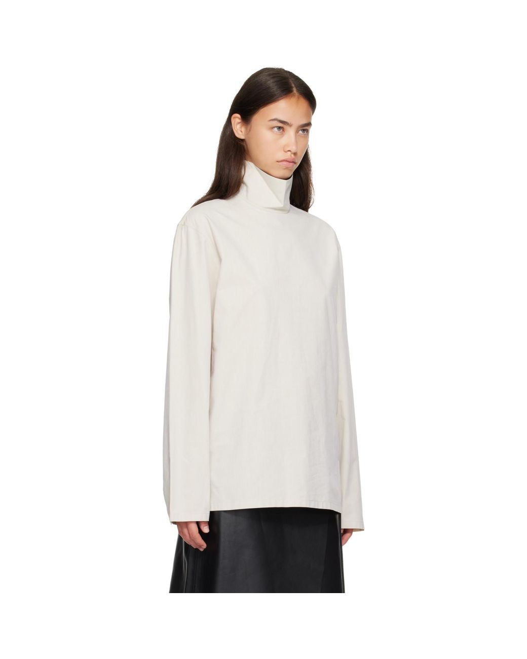 Lemaire White Off- High Neck Top