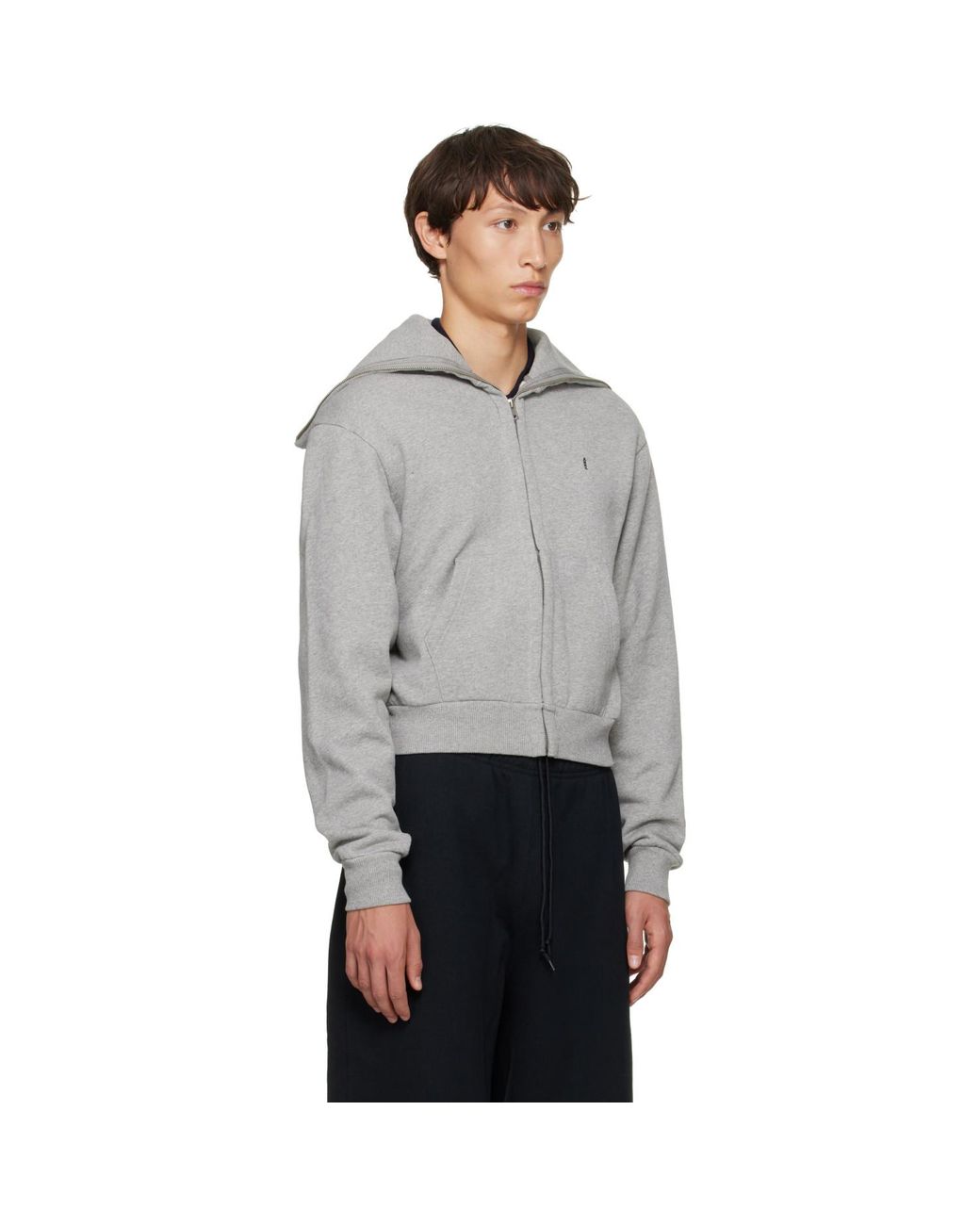 Abra Gray Zipped Up Neck Sweater for men