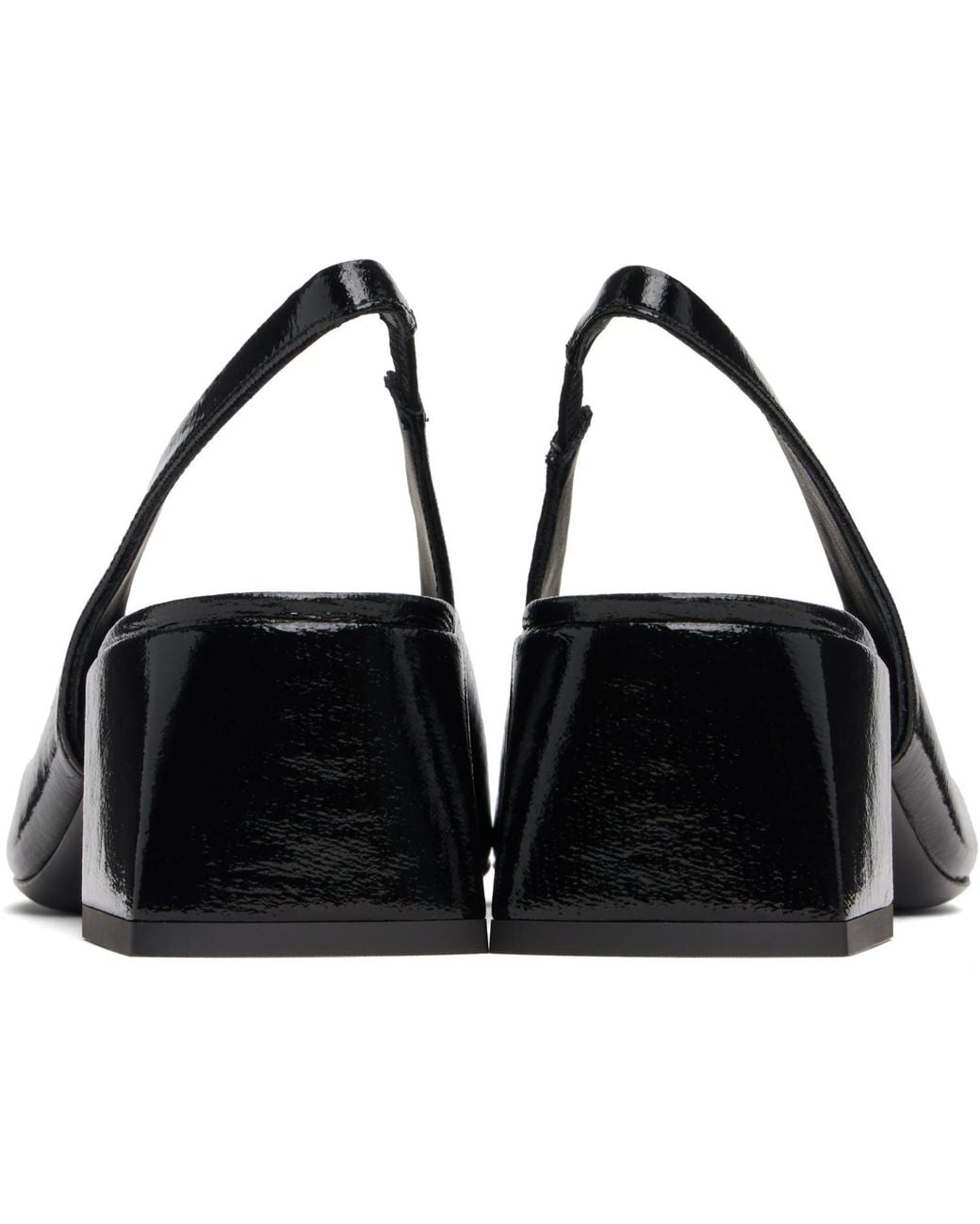 Courreges Black Ac Vinyl Slingback Heels