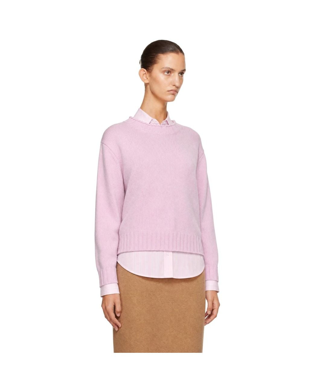 DUNST Pink Chunky Roll Neck Sweater