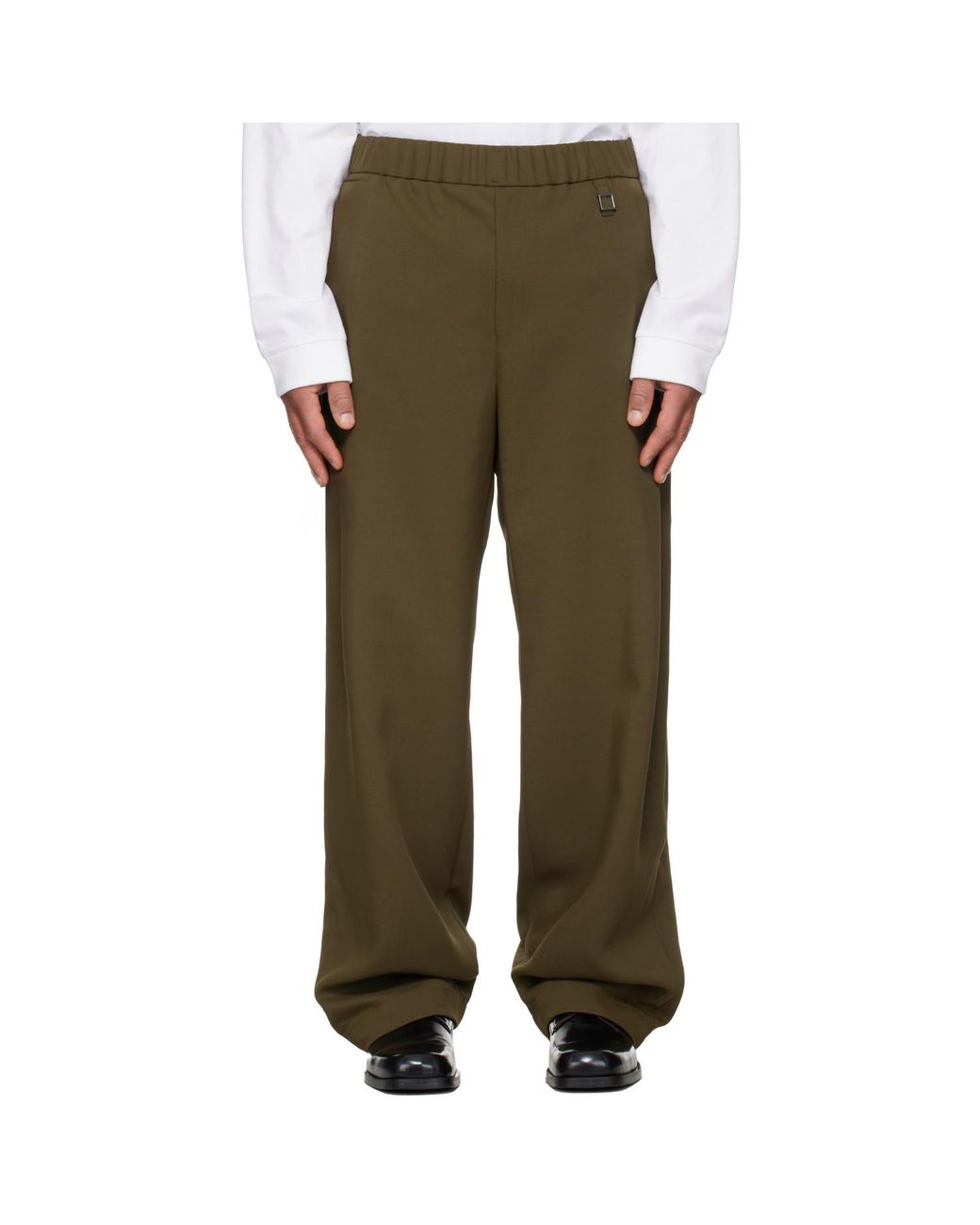 Wooyoungmi Green Khaki Twill Elasticized Waist Trousers for men