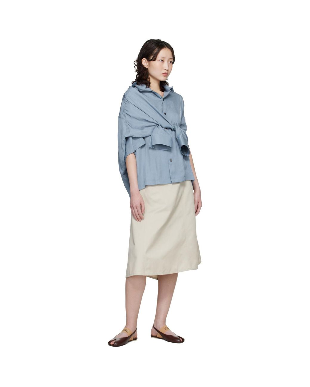 Maison Mihara Yasuhiro Blue Shawl Layered Shirt