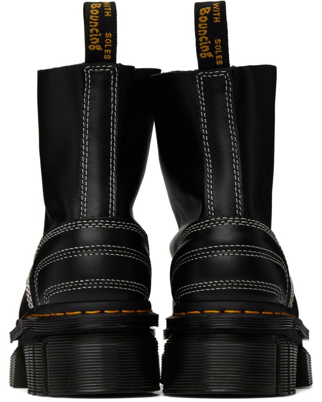 Dr. Martens Black Audrick White Stitch Platform Lace Up Boots | Lyst UK