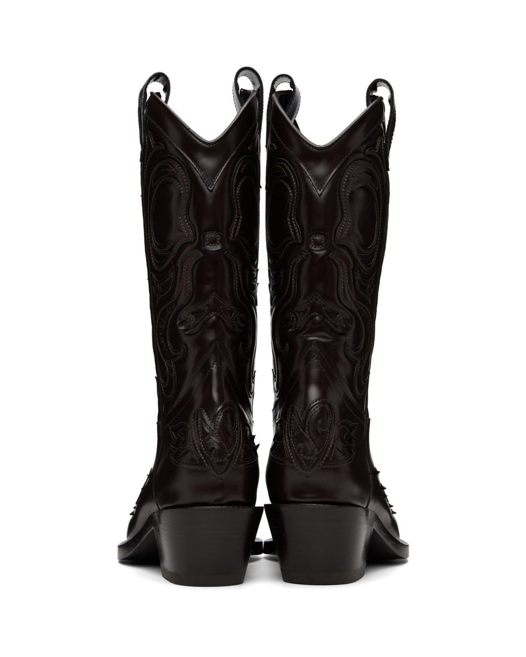Acne Black Pointy Leather Cowboy Boots
