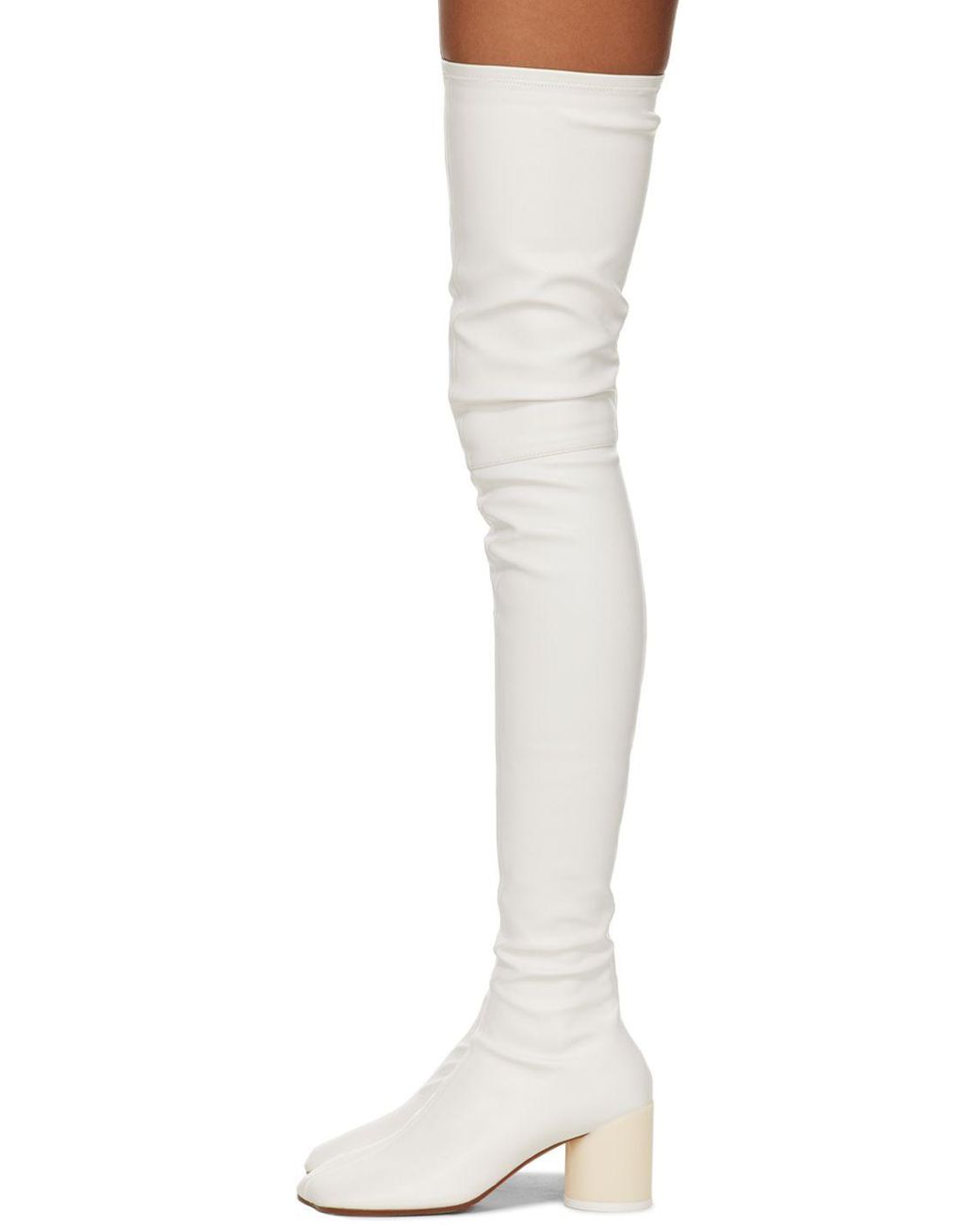 Womens Shoes Boots Over-the-knee boots MM6 by Maison Martin Margiela Faux Leather Heeled Over-the-knee Boots in White 