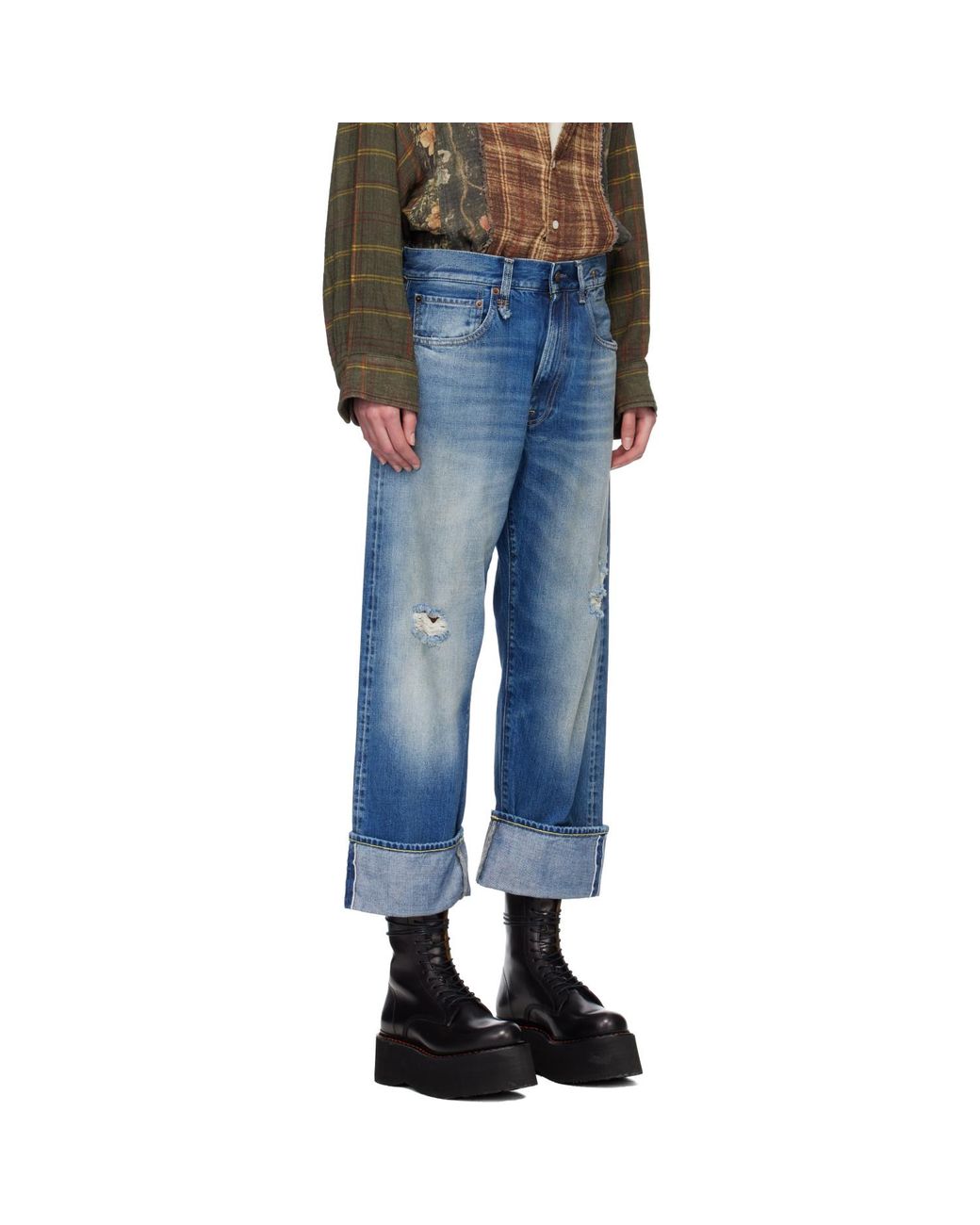 R13 Blue Cuffed X-Boyfriend Jeans