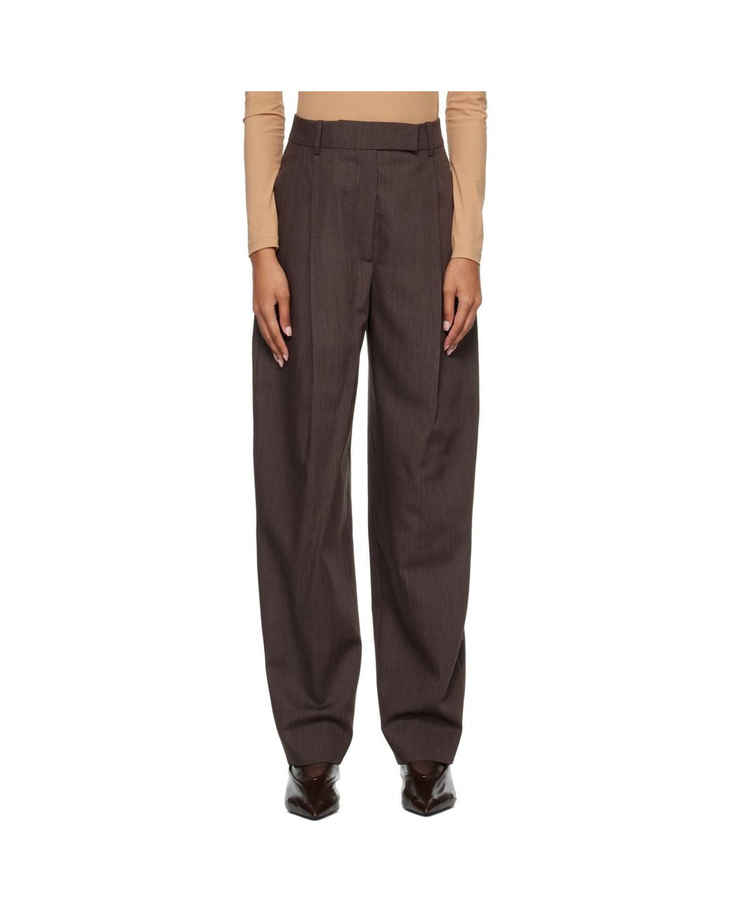 Rohe Brown Daria Single Pleat Straight Leg Trousers