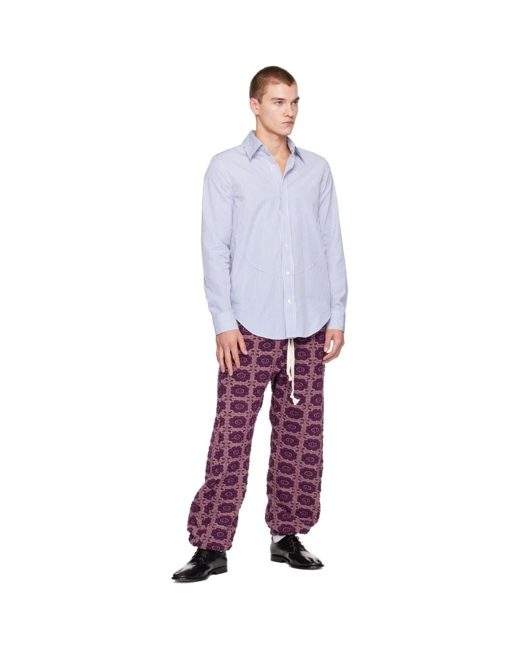 Edward Cuming Purple Vertical Garden Twisted Track Pants for men