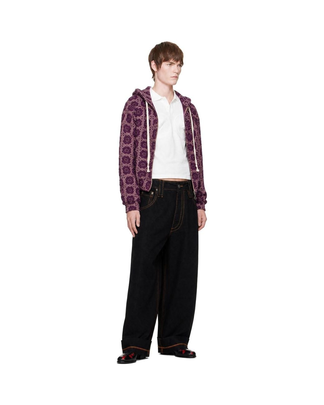 Edward Cuming Red Vertical Garden Flex Hoodie for men