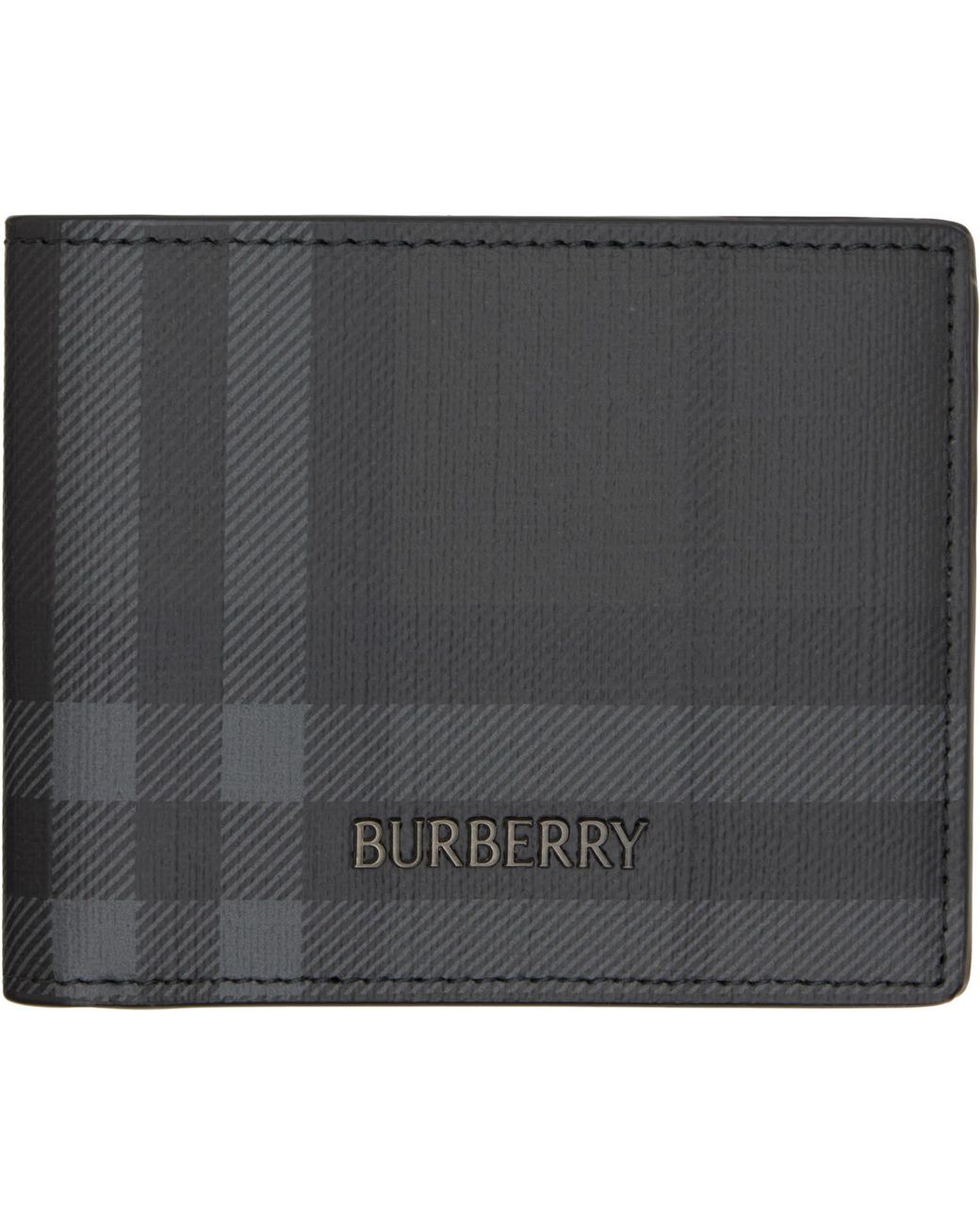 Burberry Black City Check Slim Bifold Wallet for men