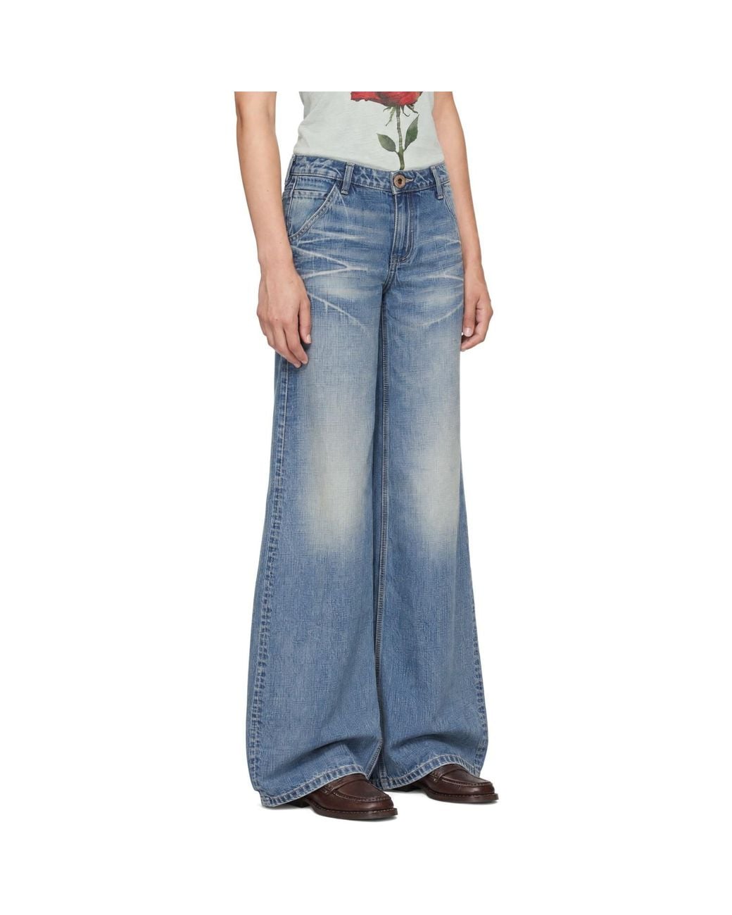Fax Copy Express Blue Wide Denim Jeans